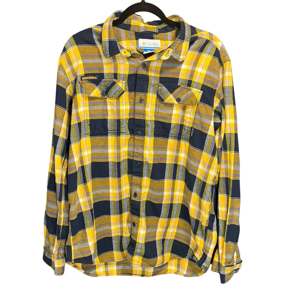 Columbia Flannel Mountaineers Large West Virginia University preppy sports